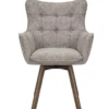 Drehbarer Stuhl THOR taupe Strukturstoff braun Wenge Eichenholz 360° mit Armlehne