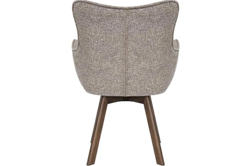 Drehbarer Stuhl THOR taupe Strukturstoff braun Wenge Eichenholz 360° mit Armlehne
