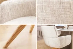 Drehbarer Stuhl UNIQUE beige Chenille Eichenholzbeine mit Armlehne