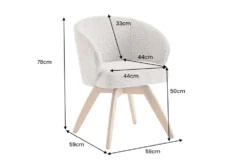 Drehbarer Stuhl WALKÜRE beige natur Eichenholz mit Taschenfederkern und Armlehne