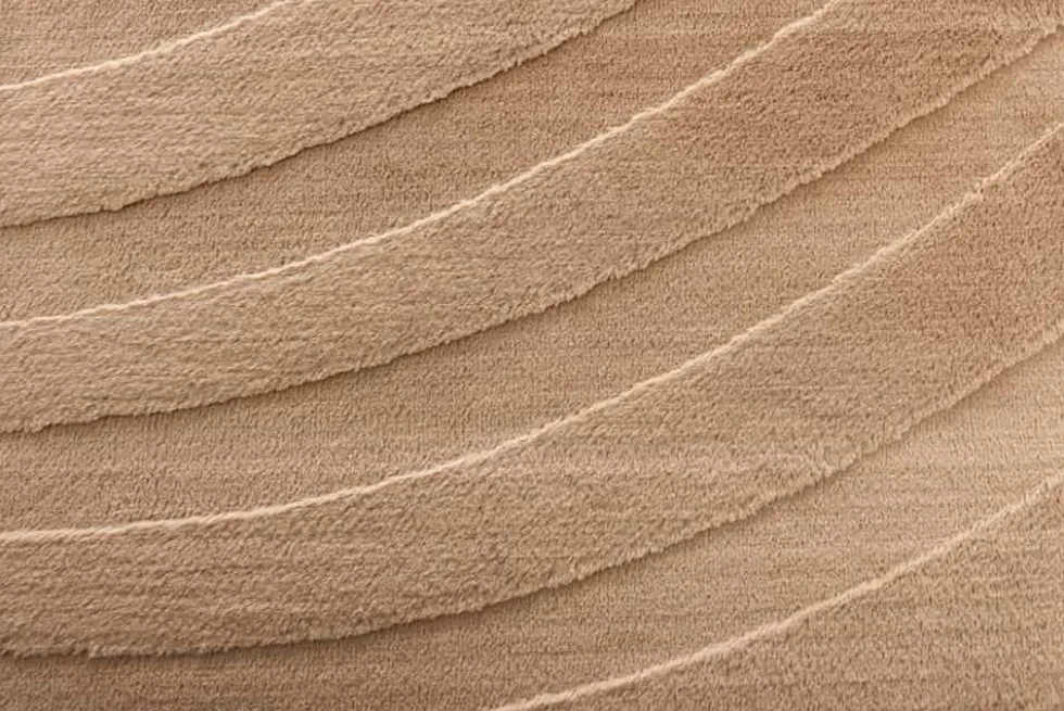 3D strukturierter Kurzflor XXL Teppich WAVE 350x235cm beige Hoch-Tief-Effekt