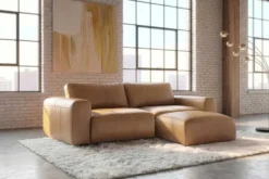 Echtleder Sofa BIG GEORGE 245cm cognac Taschenfederkern 3-Sitzer Couch
