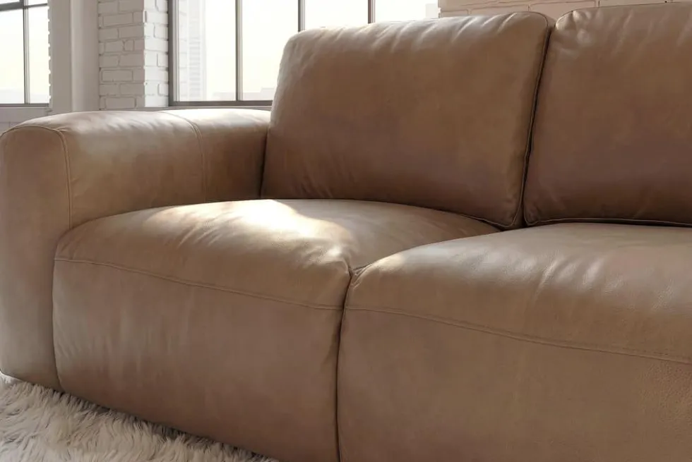 Echtleder Sofa BIG GEORGE 245cm cognac Taschenfederkern 3-Sitzer Couch