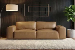 Echtleder Sofa BIG GEORGE 245cm cognac Taschenfederkern 3-Sitzer Couch