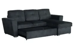 Ecksofa mit Schlaffunktion APARTMENT beidseitig aufbaubar grau Strukturstoff inkl. Stauraum