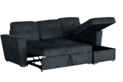 Ecksofa mit Schlaffunktion APARTMENT beidseitig aufbaubar grau Strukturstoff inkl. Stauraum