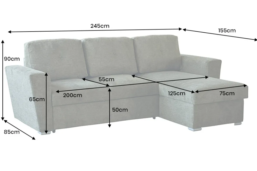 Ecksofa mit Schlaffunktion APARTMENT beidseitig aufbaubar grün Strukturstoff inkl. Stauraum