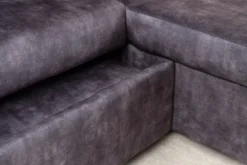 Ecksofa mit Schlaffunktion APARTMENT beidseitig aufbaubar grau Samt inkl. Stauraum