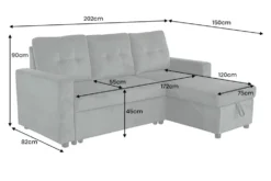 Ecksofa mit Schlaffunktion APARTMENT beidseitig aufbaubar grün Cord inkl. Stauraum