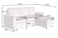 Ecksofa mit Schlaffunktion APARTMENT beidseitig aufbaubar champagner beige Samt inkl. Stauraum