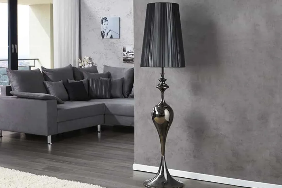 Edle Design Stehlampe LUCIE 160cm schwarz Barock Stil Stehleuchte