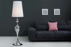 Edle Design Stehlampe LUCIE 160cm silber weiß Barock Stil Stehleuchte