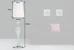 Edle Design Stehlampe LUCIE 160cm silber weiß Barock Stil Stehleuchte