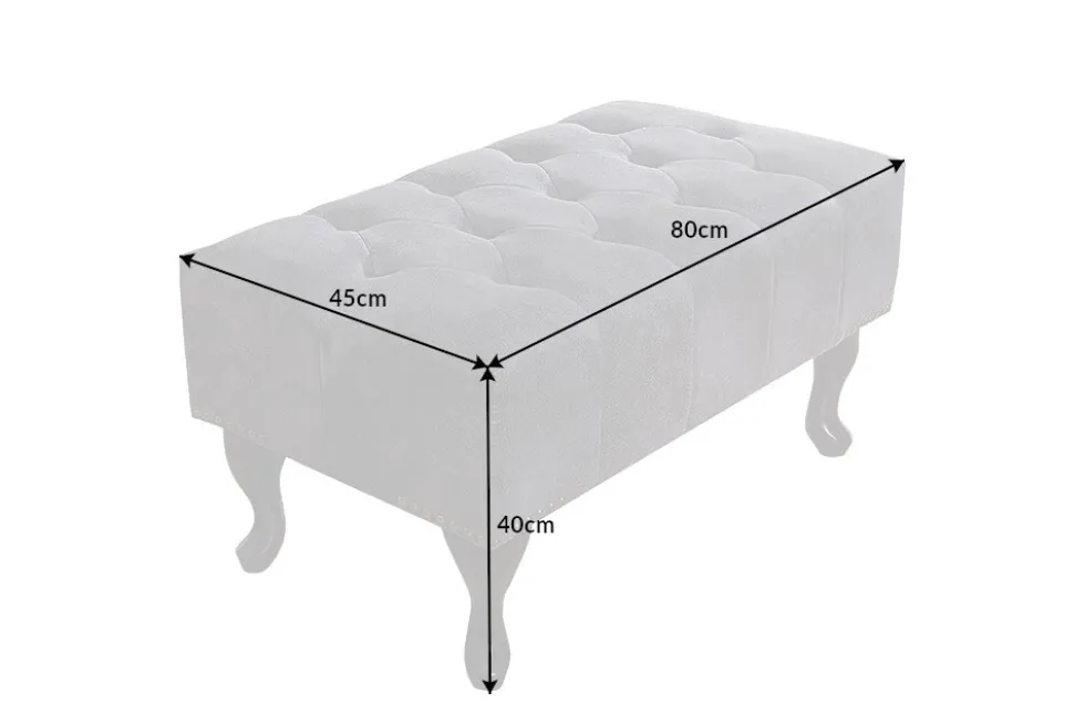 Edler Chesterfield Fußhocker antik grau Microfaser mit Knopfheftung und Nietenbesatz