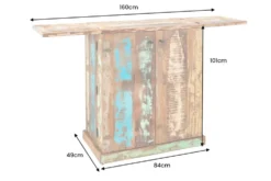 Einzigartiger Barschrank JAKARTA 100cm natur bunt recyceltes Massivholz aus Fischerbooten
