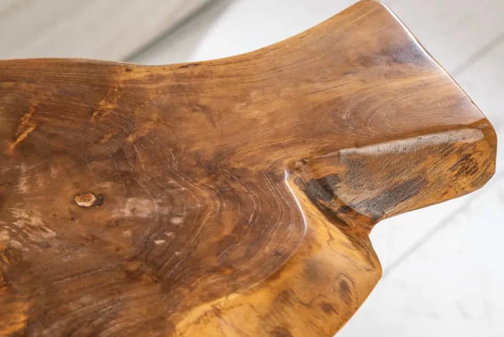 Einzigartiger Beistelltisch WILD 40cm Teakholz Baumscheibe Couchtisch