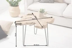 Einzigartiger Beistelltisch WILD 60cm Teakholz Baumscheibe Couchtisch