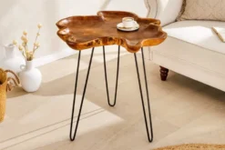 Einzigartiger Beistelltisch WILD 65cm natur Teakholz Hairpin Legs Couchtisch