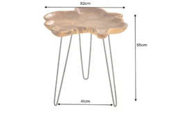 Einzigartiger Beistelltisch WILD 65cm natur Teakholz Hairpin Legs Couchtisch