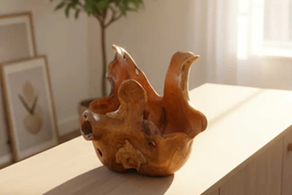 Einzigartige Schale ORGANIC 40cm natur Teak aus Wurzelholz