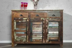 Einzigartiges Sideboard JAKARTA 125cm recyceltes Massivholz aus Fischerbooten