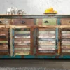 Einzigartiges Sideboard JAKARTA 160cm bunt recyceltes Massivholz aus Fischerbooten