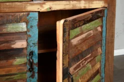 Einzigartiges Sideboard JAKARTA 160cm bunt recyceltes Massivholz aus Fischerbooten