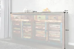 Einzigartiges Sideboard JAKARTA 160cm bunt recyceltes Massivholz aus Fischerbooten