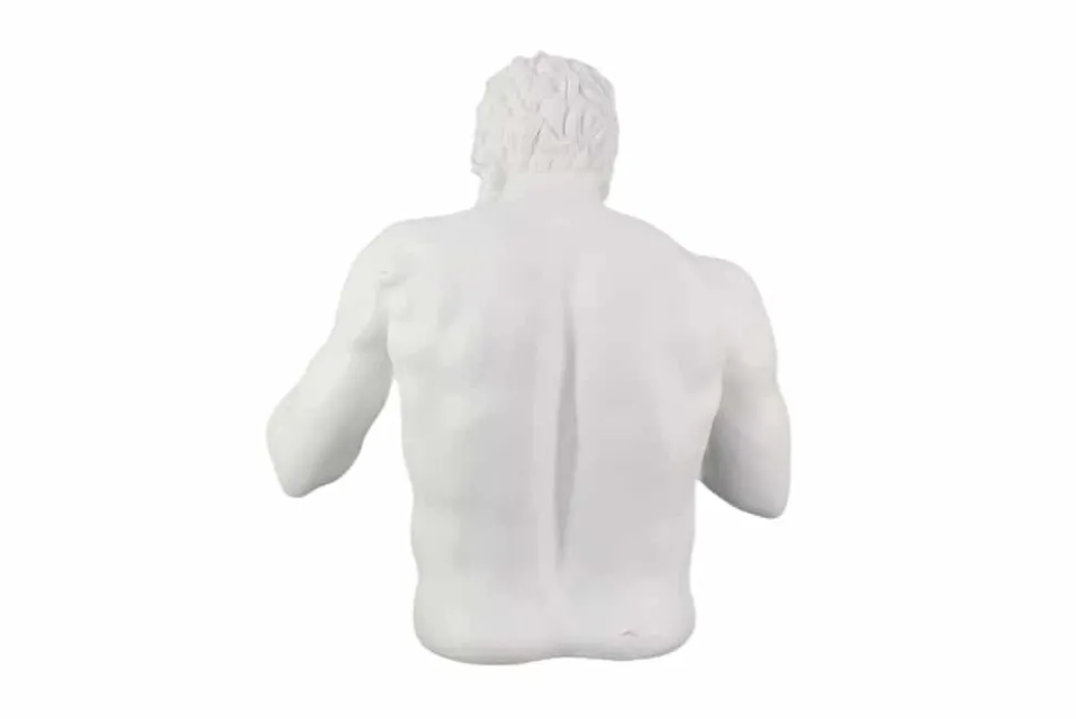 Einzigartige Statue BOXER 50cm weiß silber handmade Skulptur Deko-Figur