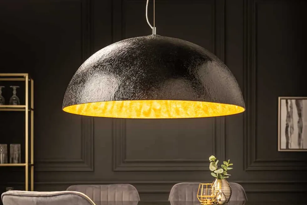 Elegante Design Hängeleuchte GLOW 70cm schwarz gold Hängelampe