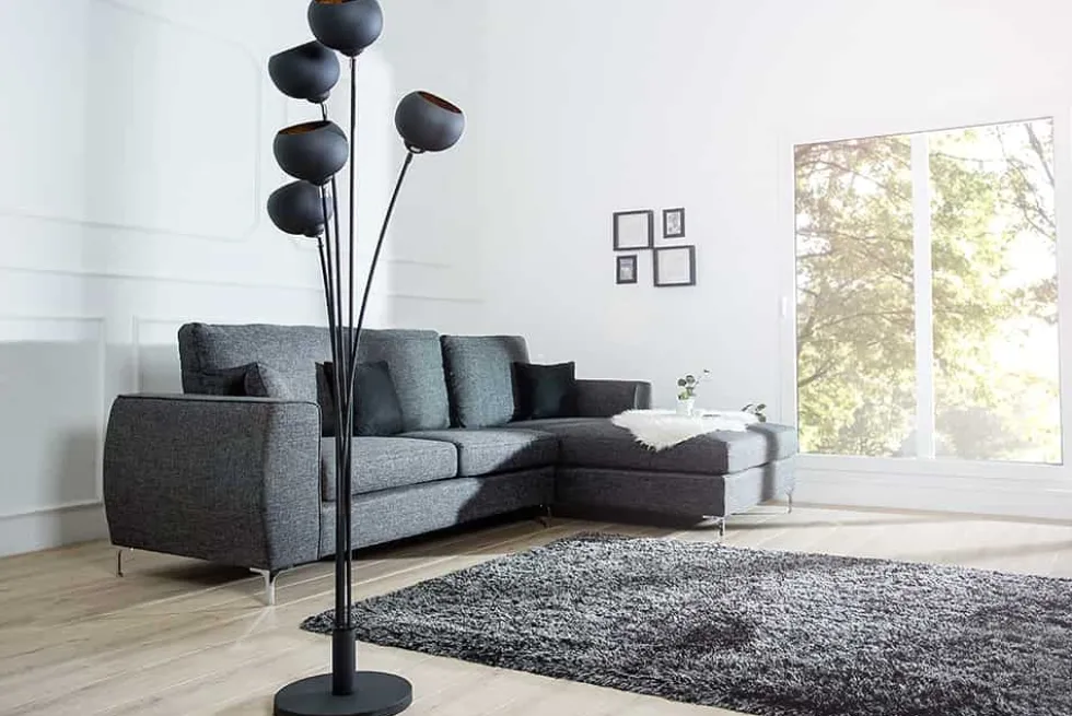 Elegante Design Stehlampe MAGMA 170cm schwarz gold Stehleuchte