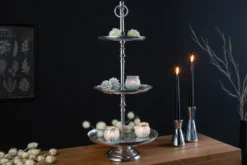 Elegante Etagere ORIENT 65cm silber im Wild Hammerschlag Design mit drei Etagen