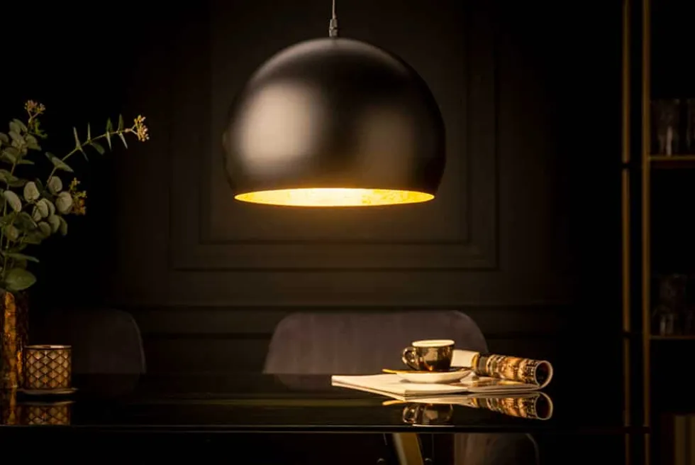 Elegante Hängelampe BLACK GOLDEN BALL 30cm schwarz mit Blattgoldoptik