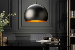 Elegante Hängelampe BLACK GOLDEN BALL 30cm schwarz mit Blattgoldoptik