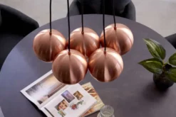 Elegante Hängelampe PERLOTTA kupfer mit 5 Schirmen Kugelleuchte