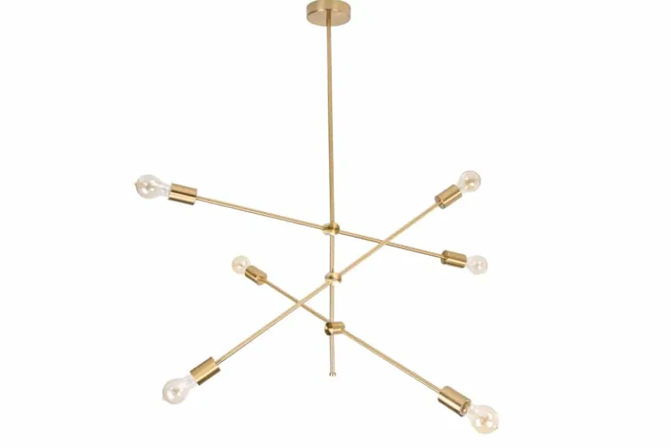 Elegante Hängelampe VARIATION 128cm gold mit sechs schwenkbaren Leuchten