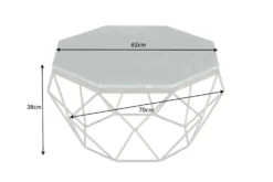 Eleganter Couchtisch DIAMOND 70cm grün messing mit Marmorplatte