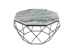 Eleganter Couchtisch DIAMOND 70cm grau schwarz mit Marmorplatte