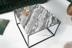 Eleganter Couchtisch ELEMENTS 50cm grau mit polierter Marmor-Platte