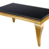 Eleganter Couchtisch MODERN BAROCK 100cm schwarz Opalglas goldene Beine