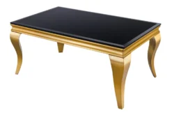 Eleganter Couchtisch MODERN BAROCK 100cm schwarz Opalglas goldene Beine