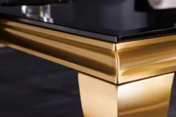 Eleganter Couchtisch MODERN BAROCK 100cm schwarz Opalglas goldene Beine