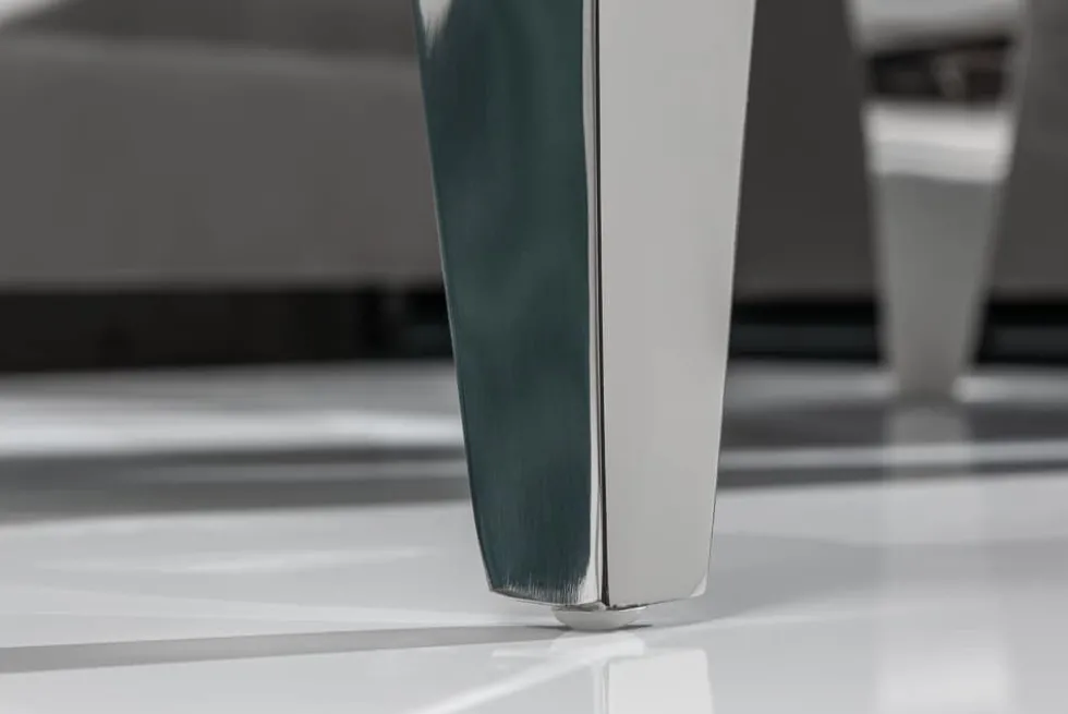 Eleganter Couchtisch MODERN BAROCK 100cm Glasplatte in Marmoroptik Edelstahlbeine