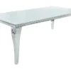Eleganter Design Esstisch MODERN BAROCK 180cm weiß Edelstahl Opalglas Tischplatte