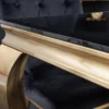 Eleganter Design Esstisch MODERN BAROCK 200cm schwarz gold Edelstahl Opalglas Tischplatte