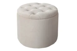 Eleganter Hocker MODERN BAROCK 50cm champagner beige Samt Aufbewahrungkorb