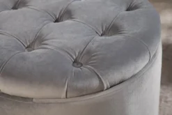 Eleganter Hocker MODERN BAROCK 50cm silbergrau Samt Aufbewahrungkorb