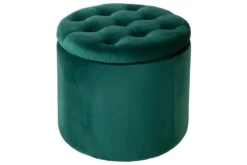 Eleganter Hocker MODERN BAROCK 50cm dunkelgrün Samt Aufbewahrungkorb