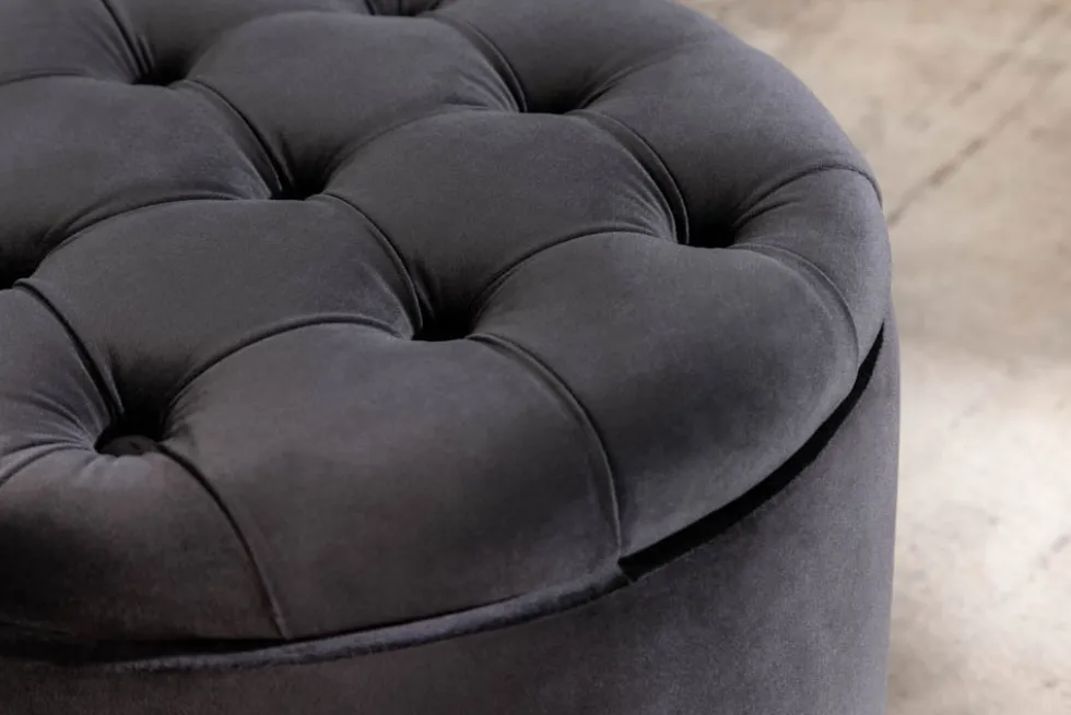 Eleganter Hocker MODERN BAROCK 50cm schwarz Samt Aufbewahrungkorb