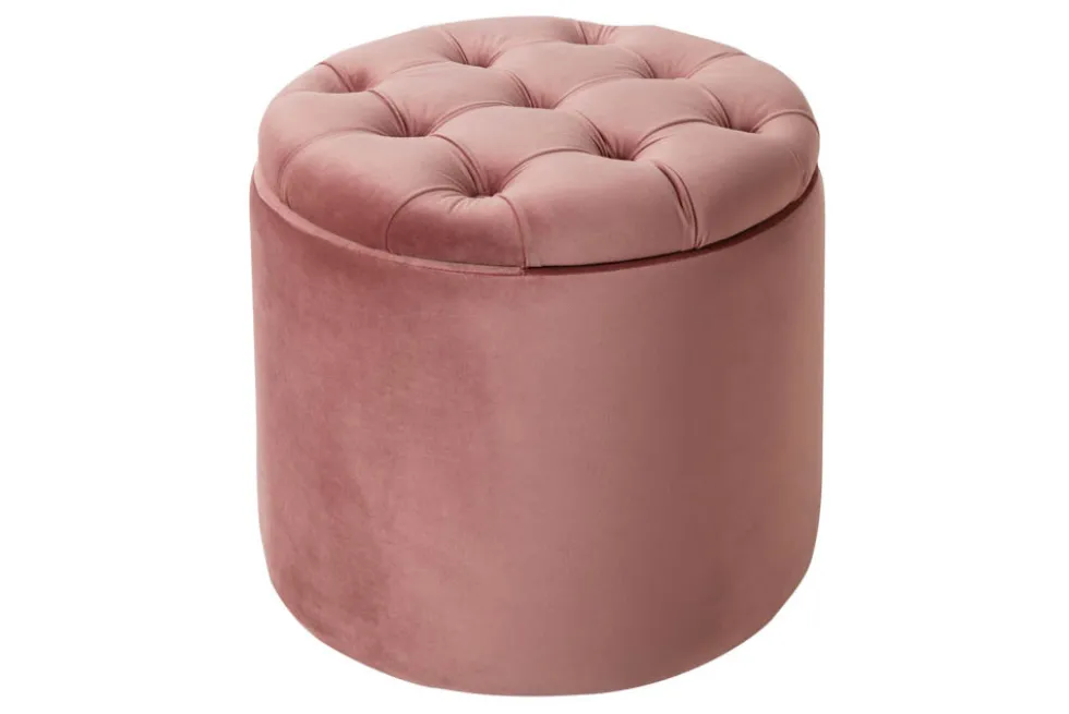 Eleganter Hocker MODERN BAROCK 50cm altrosa Samt Aufbewahrungkorb